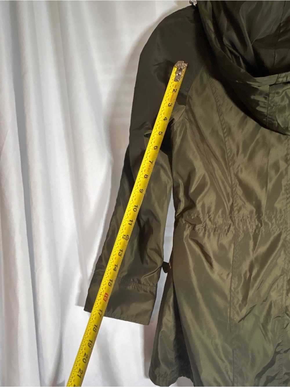 Michael Kors Women’s Olive Green Hooded Anorak Rain Jacket Utility Coat Size med - Picture 15 of 15